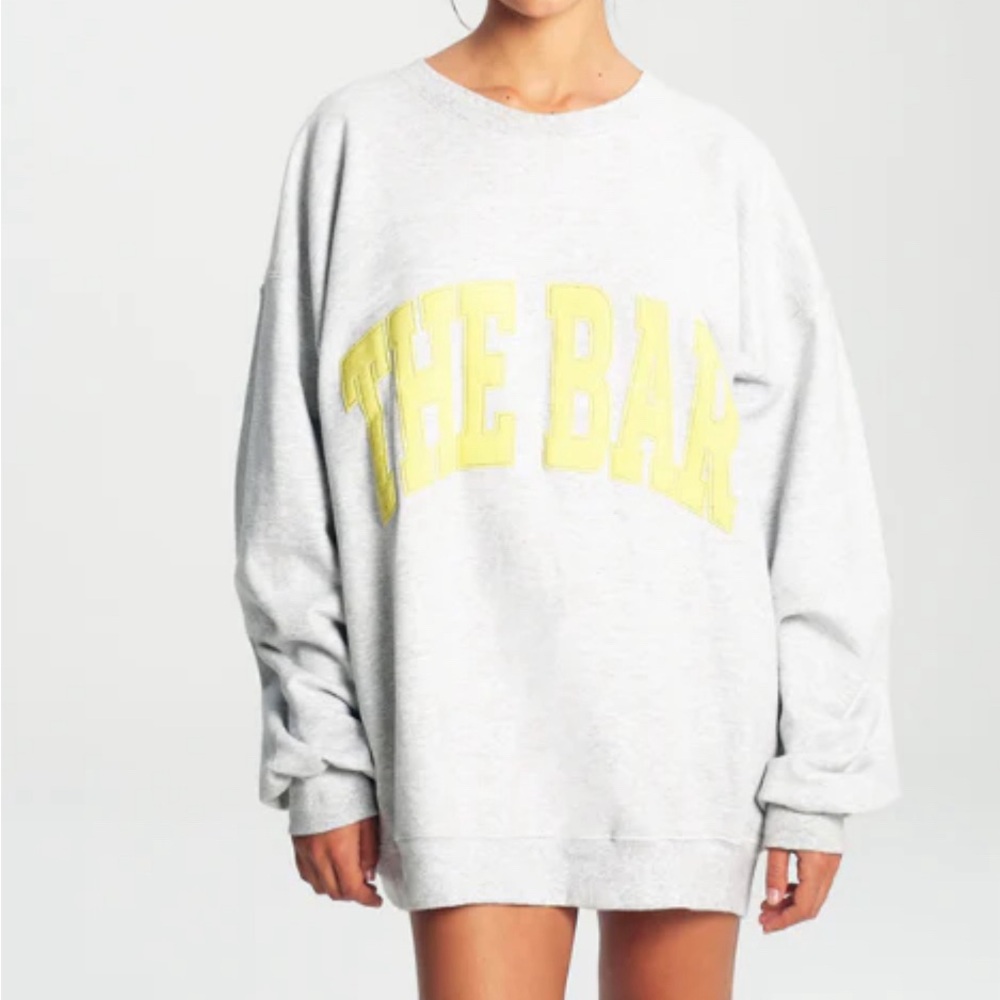 Varsity Sweatshirt in heather grey/LEMON. Sold out online!